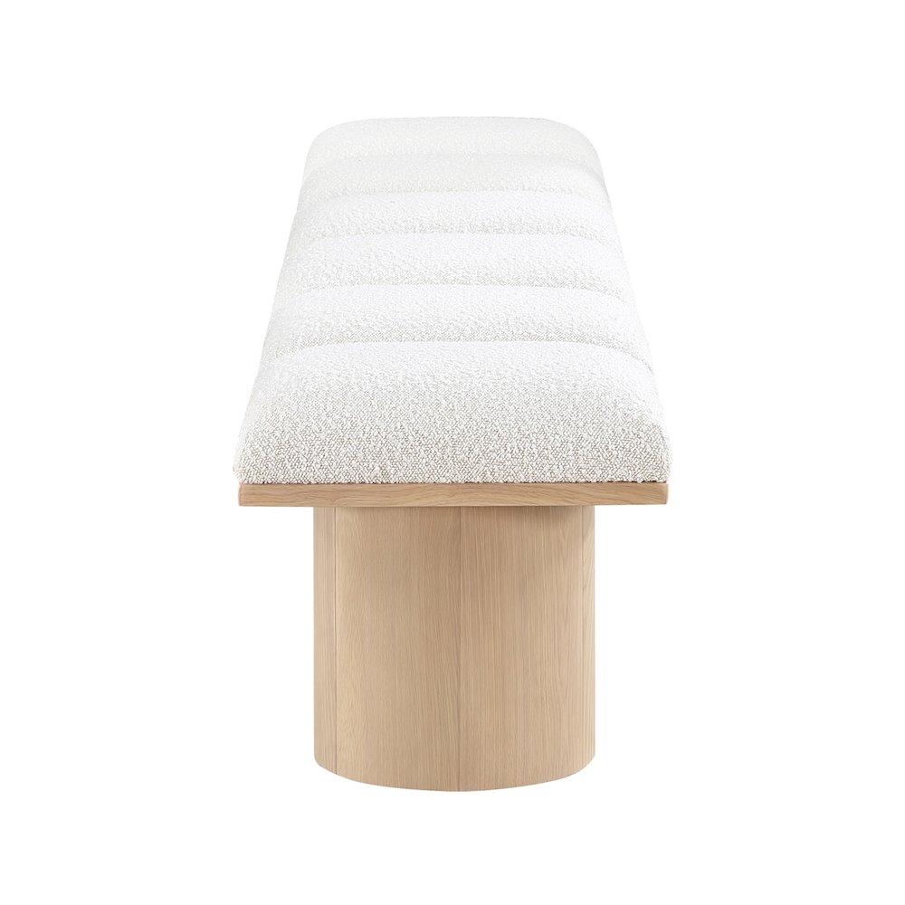 Pavilion Cream Boucle Fabric Bench. Picture 3