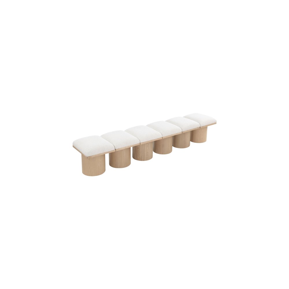 Pavilion Cream Boucle Fabric Bench. Picture 4