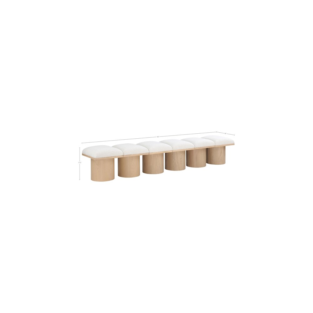 Pavilion Cream Boucle Fabric Bench. Picture 5