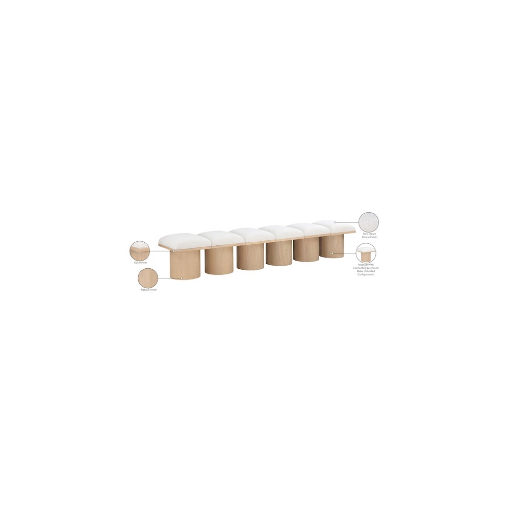 Pavilion Cream Boucle Fabric Bench. Picture 6