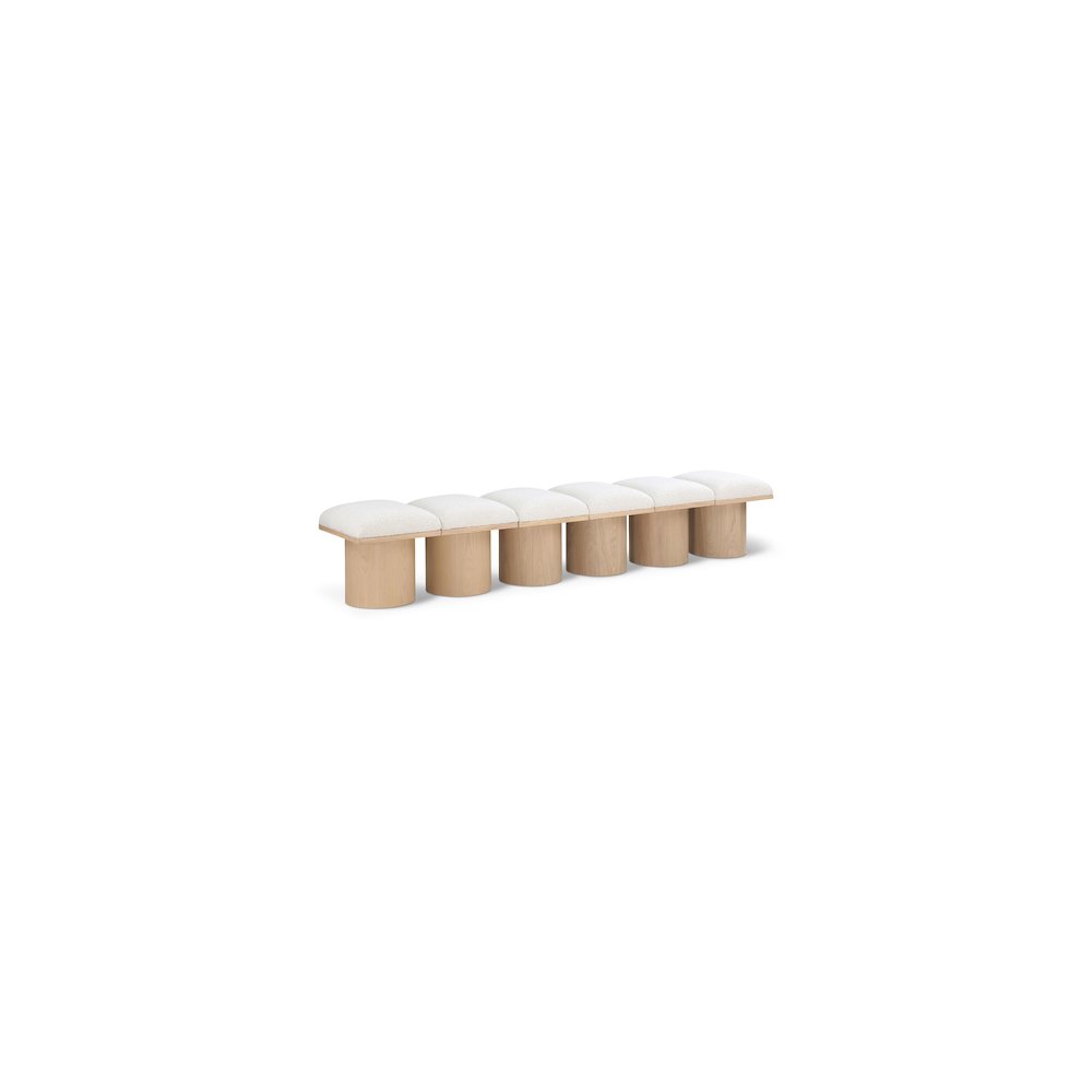 Pavilion Cream Boucle Fabric Bench. Picture 1