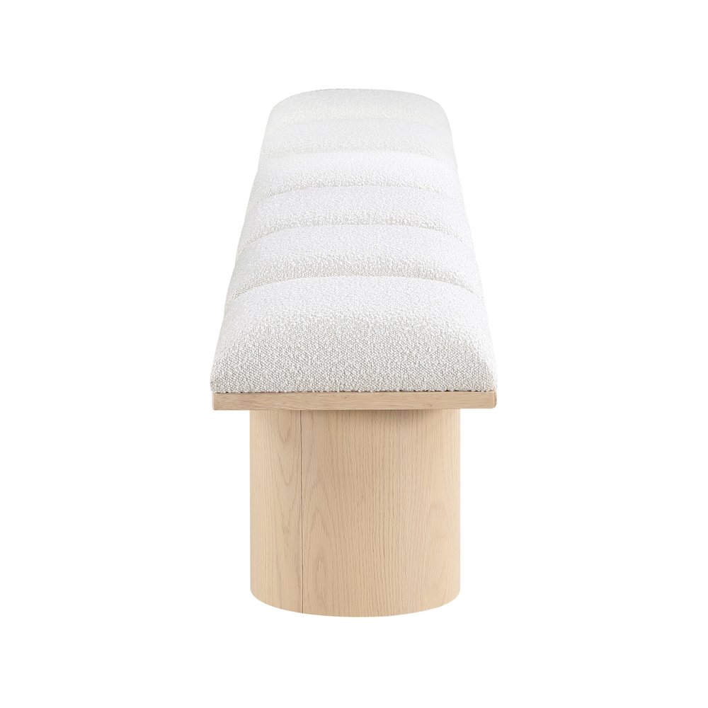 Pavilion Cream Boucle Fabric Bench. Picture 3