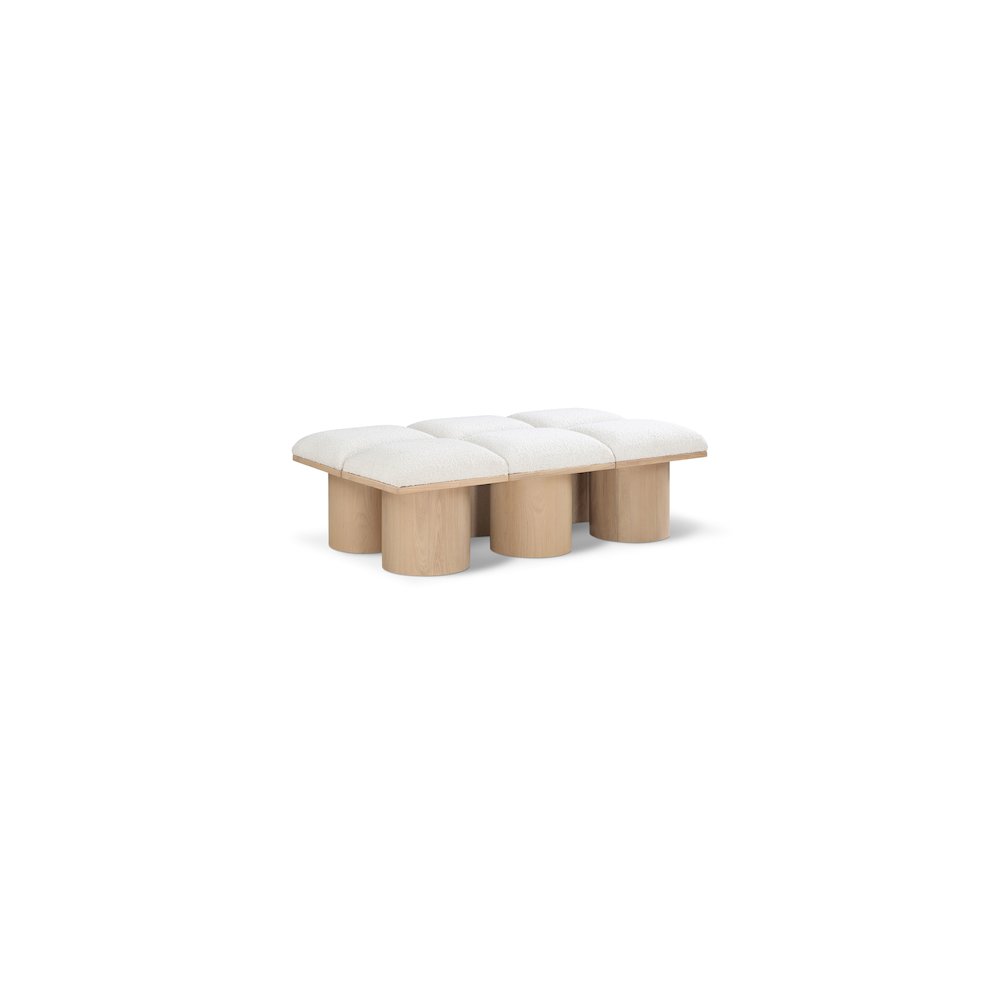Pavilion Cream Boucle Fabric Bench. Picture 1
