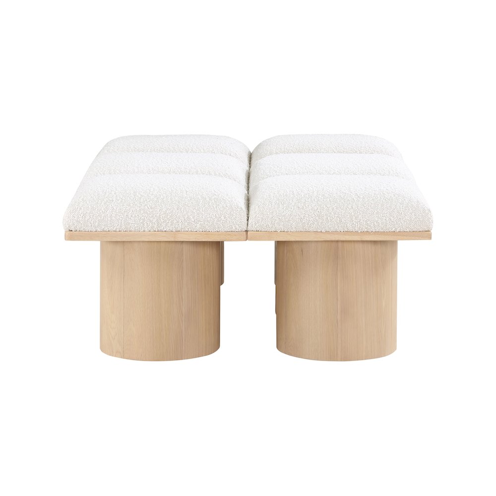 Pavilion Cream Boucle Fabric Bench. Picture 3