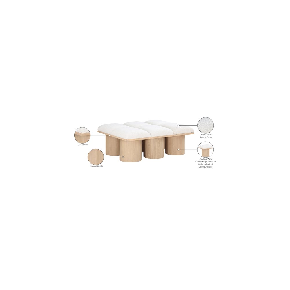 Pavilion Cream Boucle Fabric Bench. Picture 7