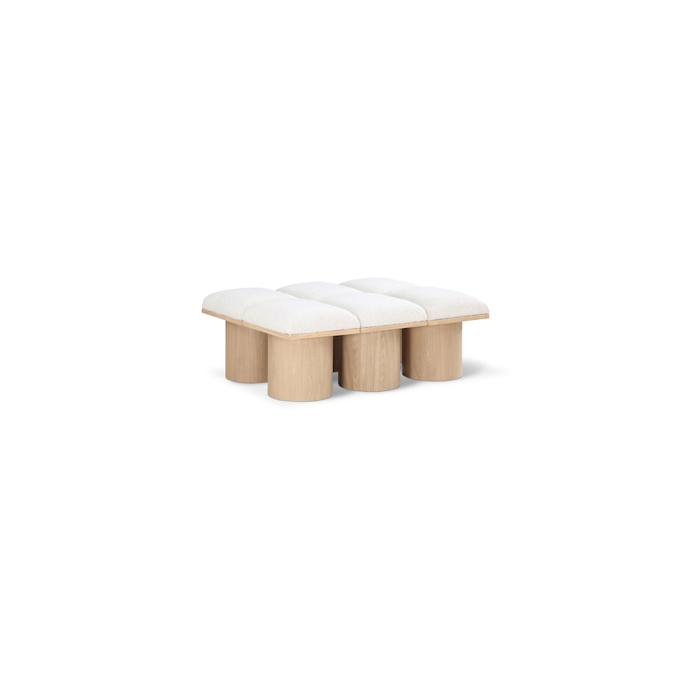 Pavilion Cream Boucle Fabric Bench. Picture 1