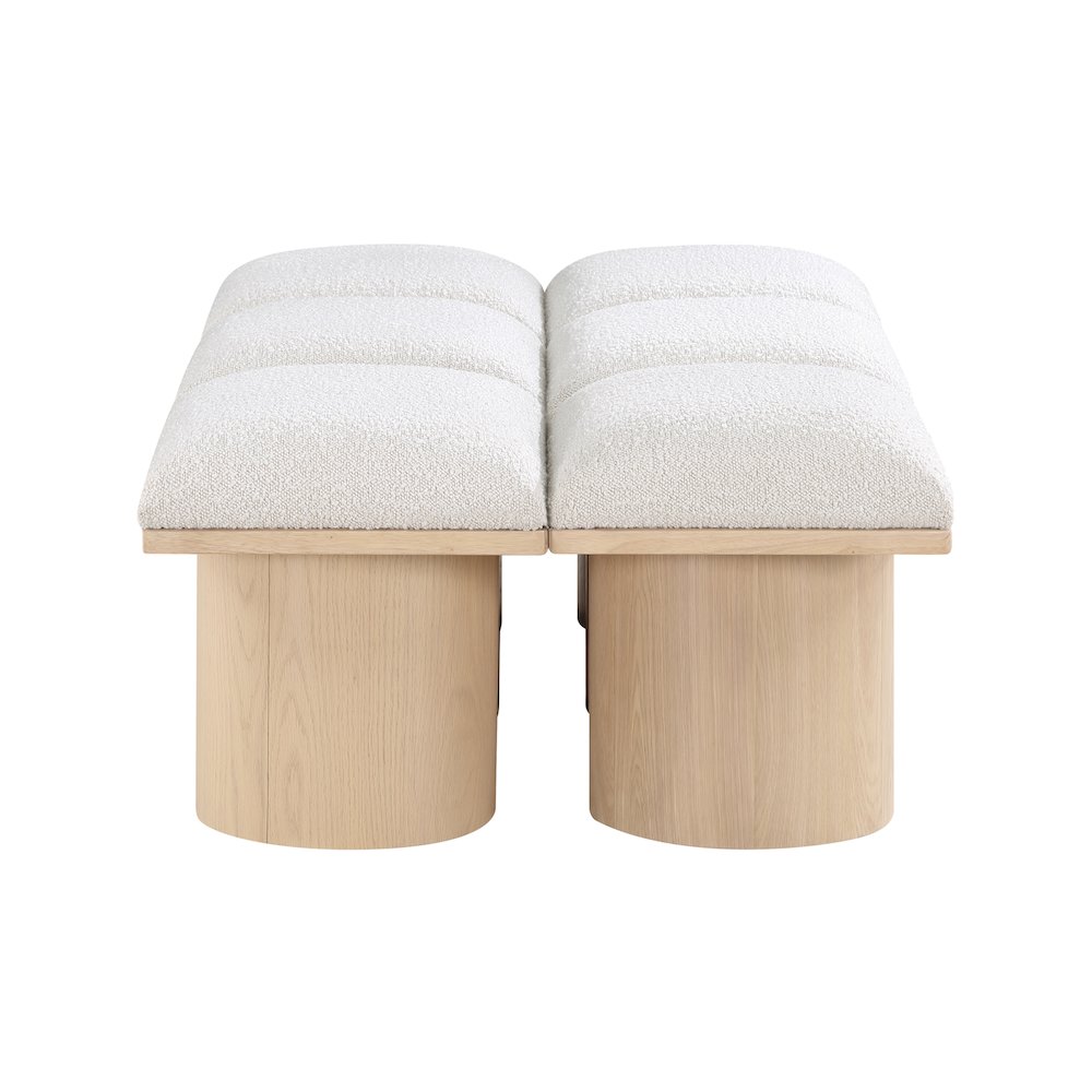 Pavilion Cream Boucle Fabric Bench. Picture 3