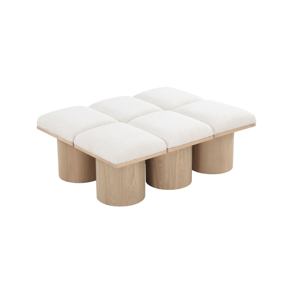 Pavilion Cream Boucle Fabric Bench. Picture 4