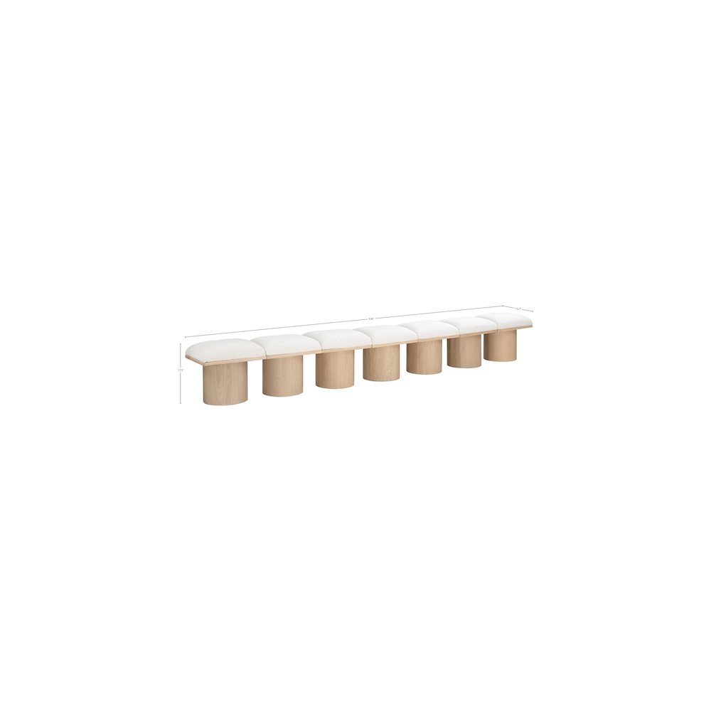 Pavilion Cream Boucle Fabric Bench. Picture 6