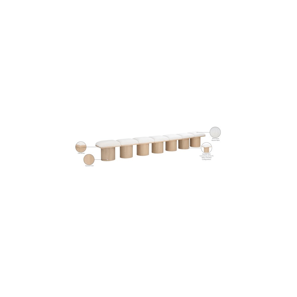 Pavilion Cream Boucle Fabric Bench. Picture 7