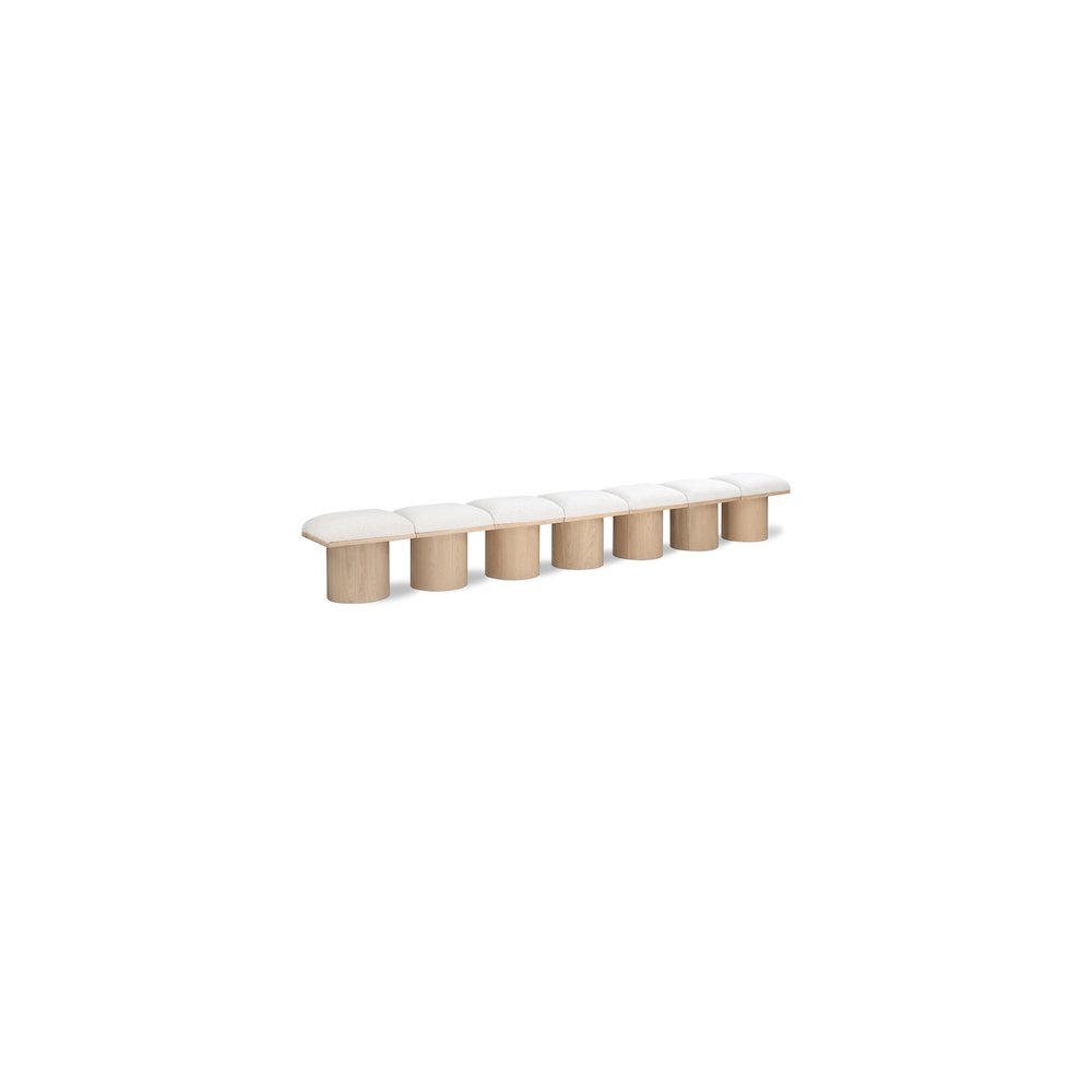 Pavilion Cream Boucle Fabric Bench. Picture 1