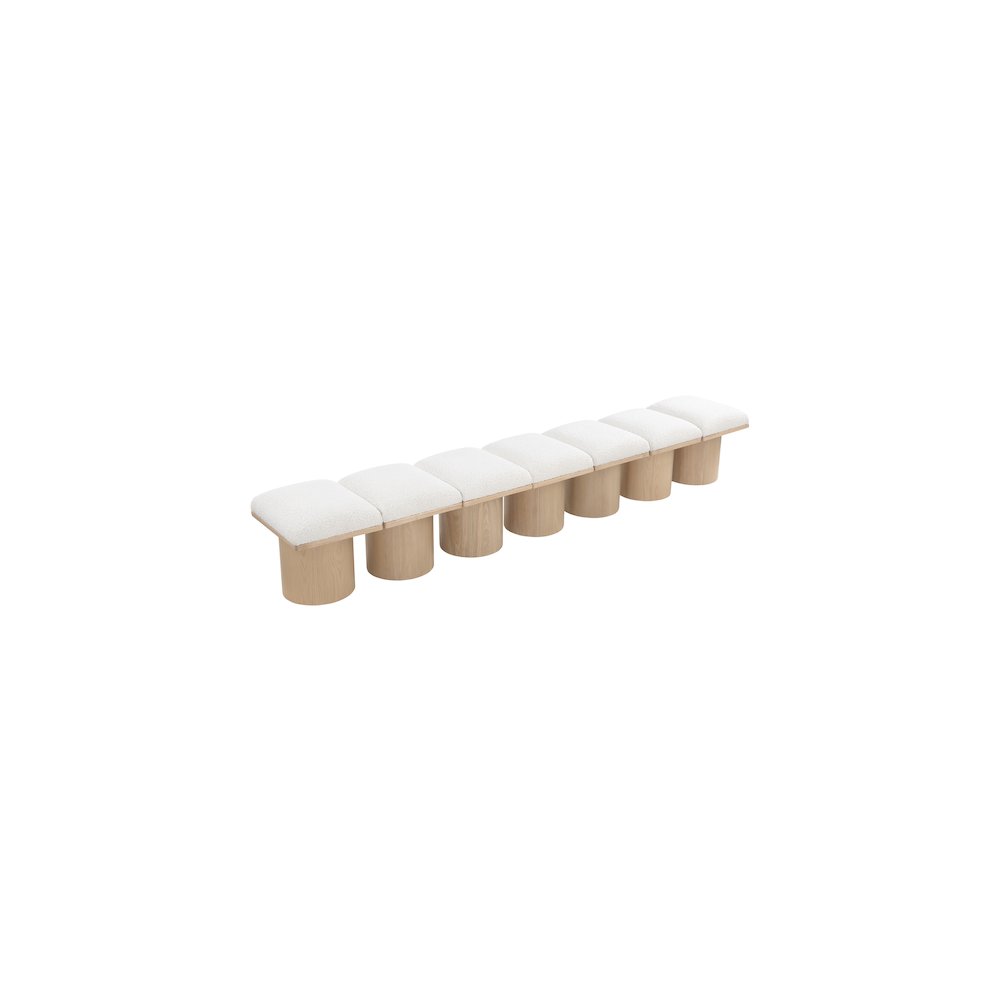 Pavilion Cream Boucle Fabric Bench. Picture 4