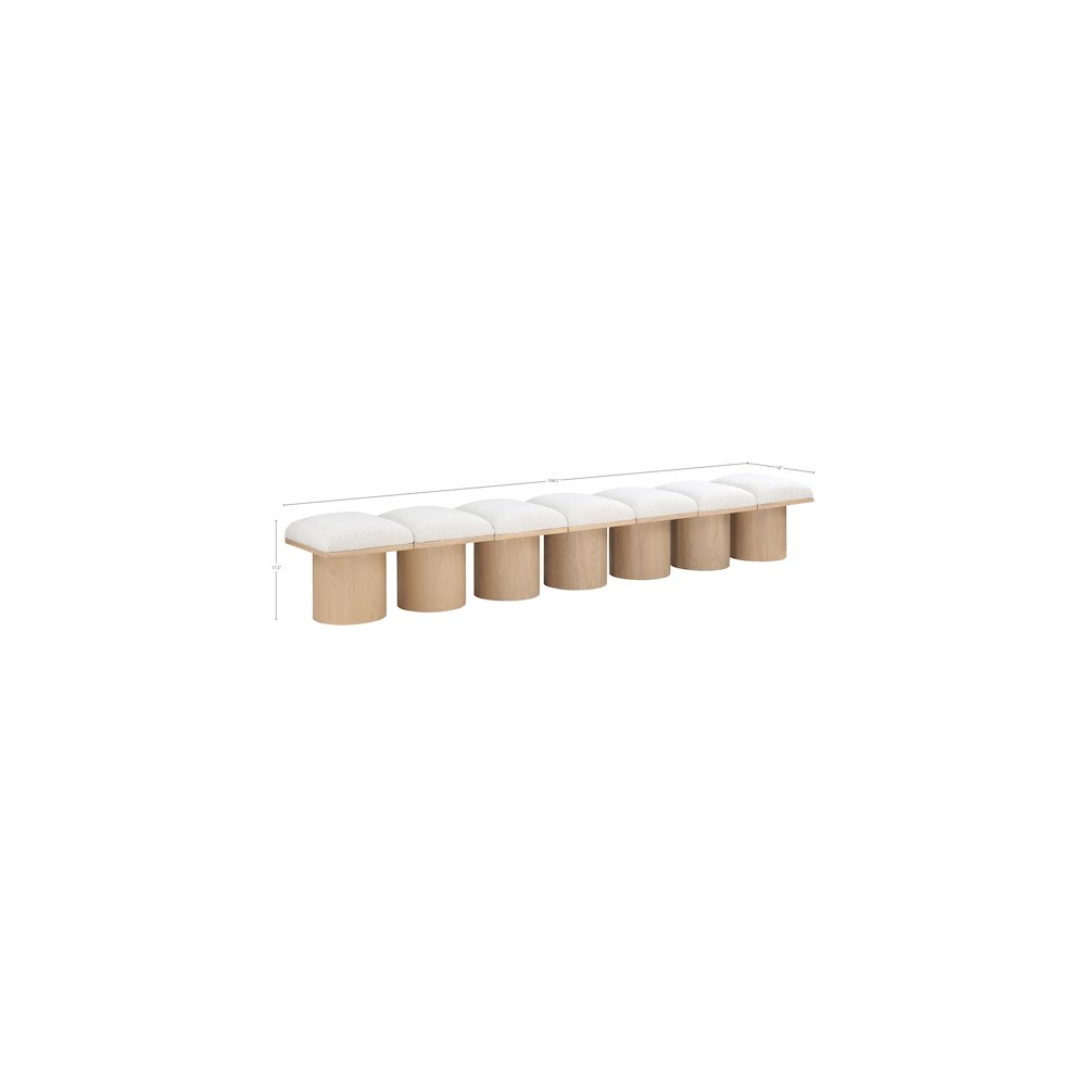 Pavilion Cream Boucle Fabric Bench. Picture 5