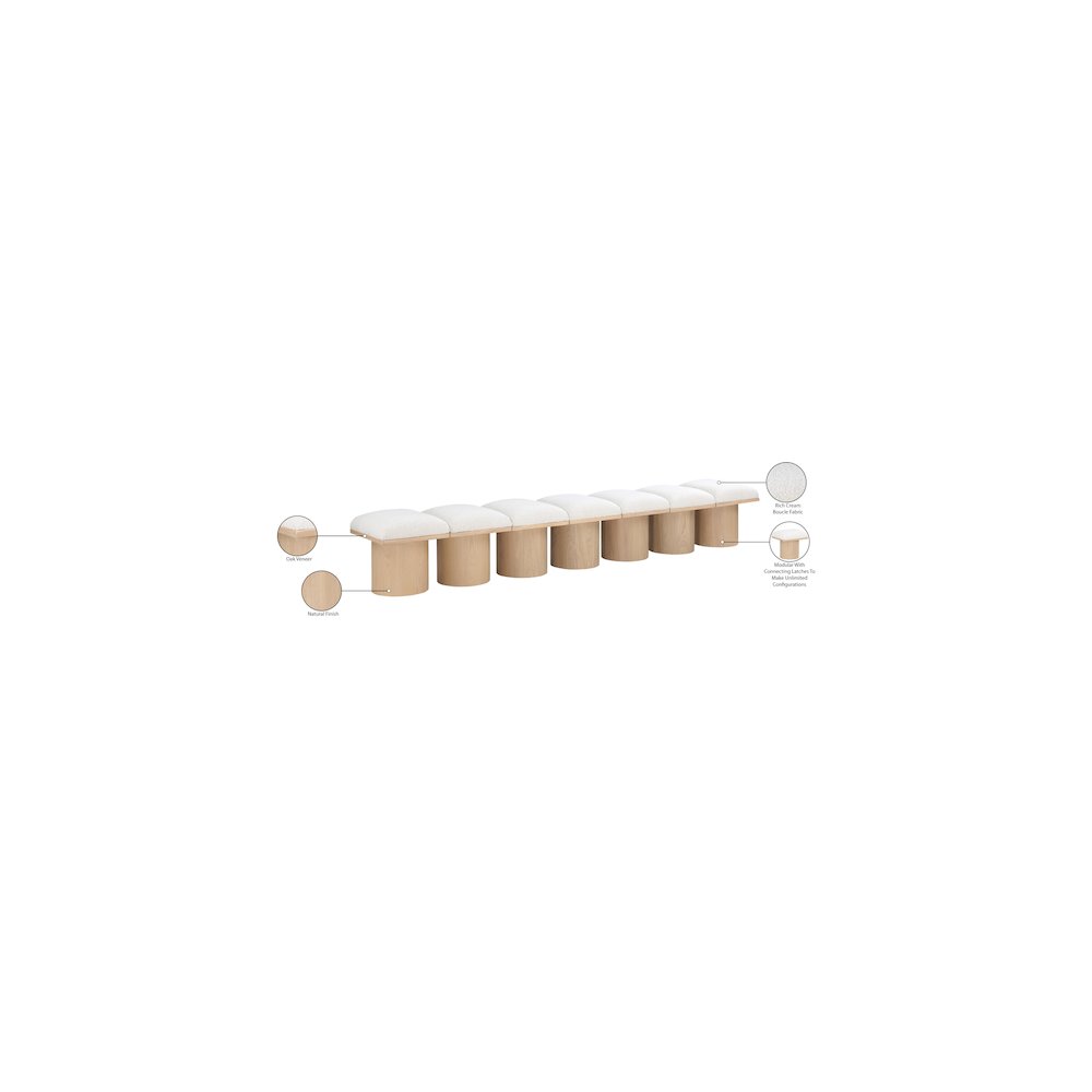 Pavilion Cream Boucle Fabric Bench. Picture 6