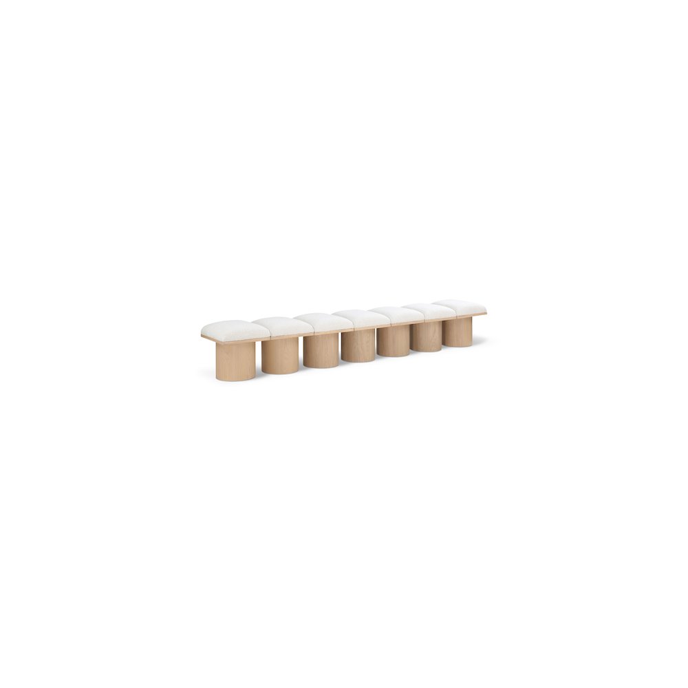 Pavilion Cream Boucle Fabric Bench. Picture 1