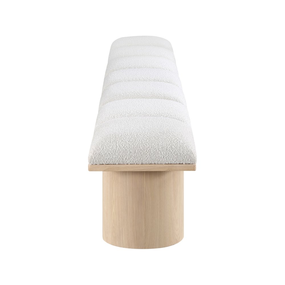 Pavilion Cream Boucle Fabric Bench. Picture 3