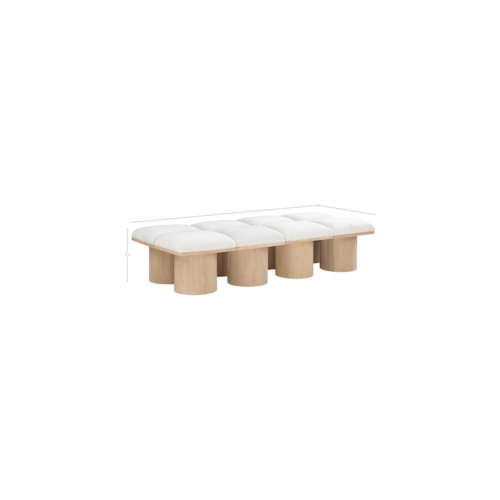 Pavilion Cream Boucle Fabric Bench. Picture 5