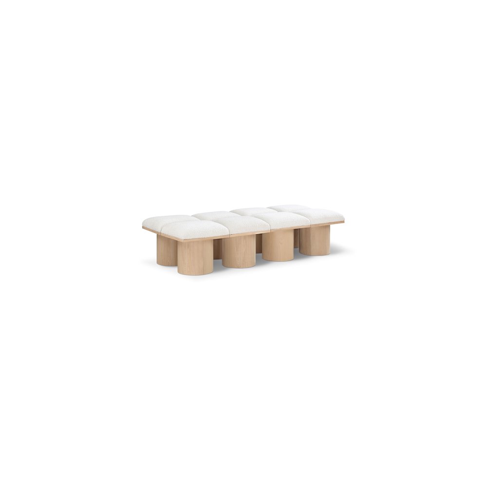 Pavilion Cream Boucle Fabric Bench. Picture 1
