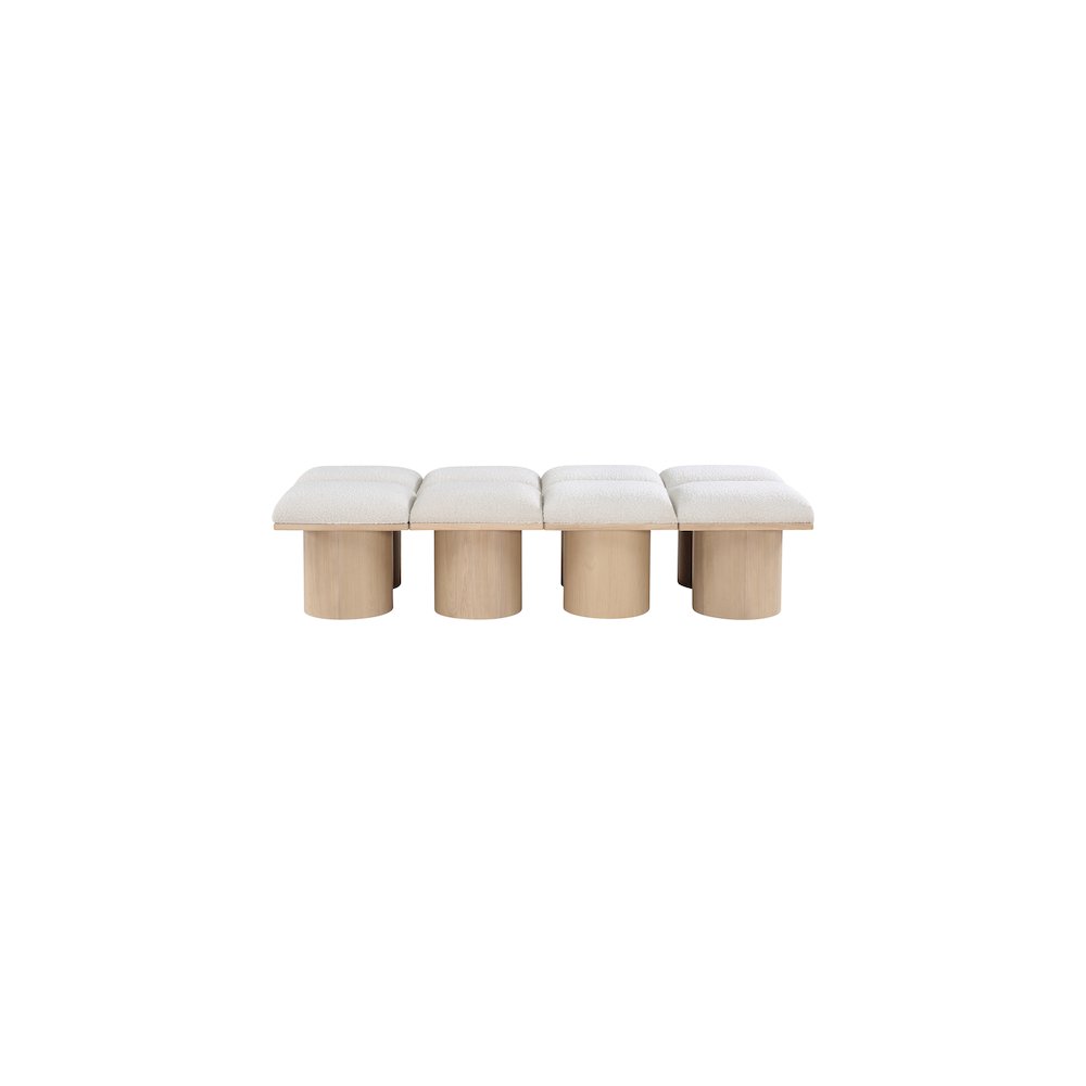 Pavilion Cream Boucle Fabric Bench. Picture 2
