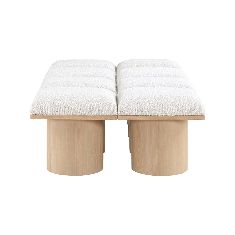 Pavilion Cream Boucle Fabric Bench. Picture 3
