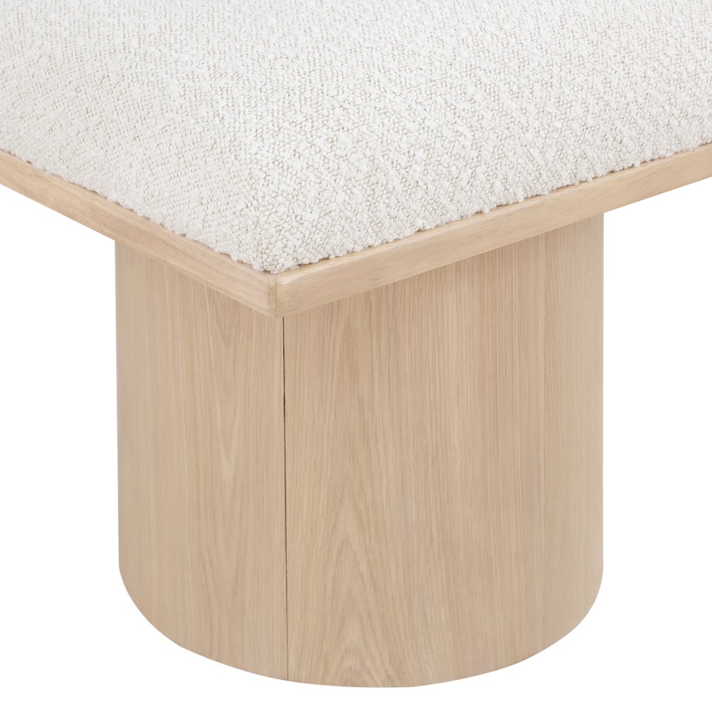 Pavilion Cream Boucle Fabric Bench. Picture 4