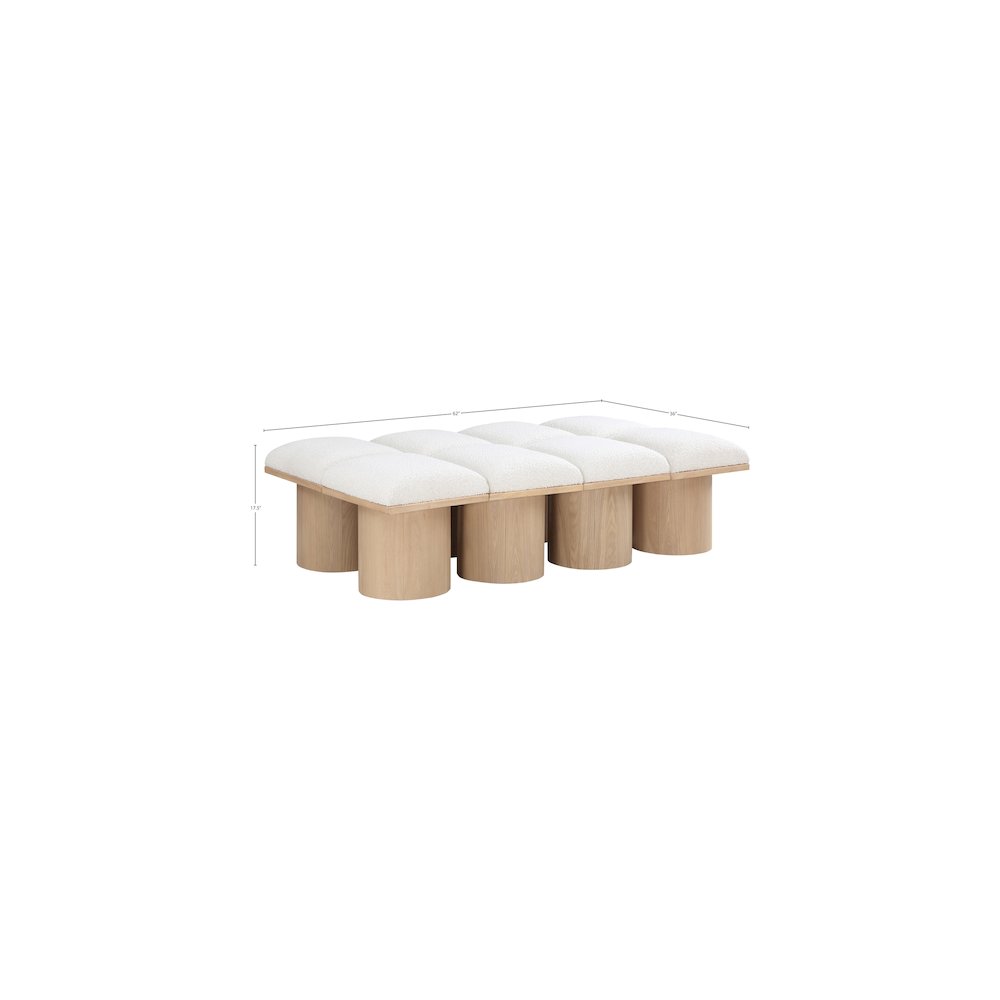 Pavilion Cream Boucle Fabric Bench. Picture 6