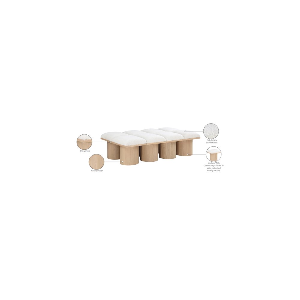 Pavilion Cream Boucle Fabric Bench. Picture 7