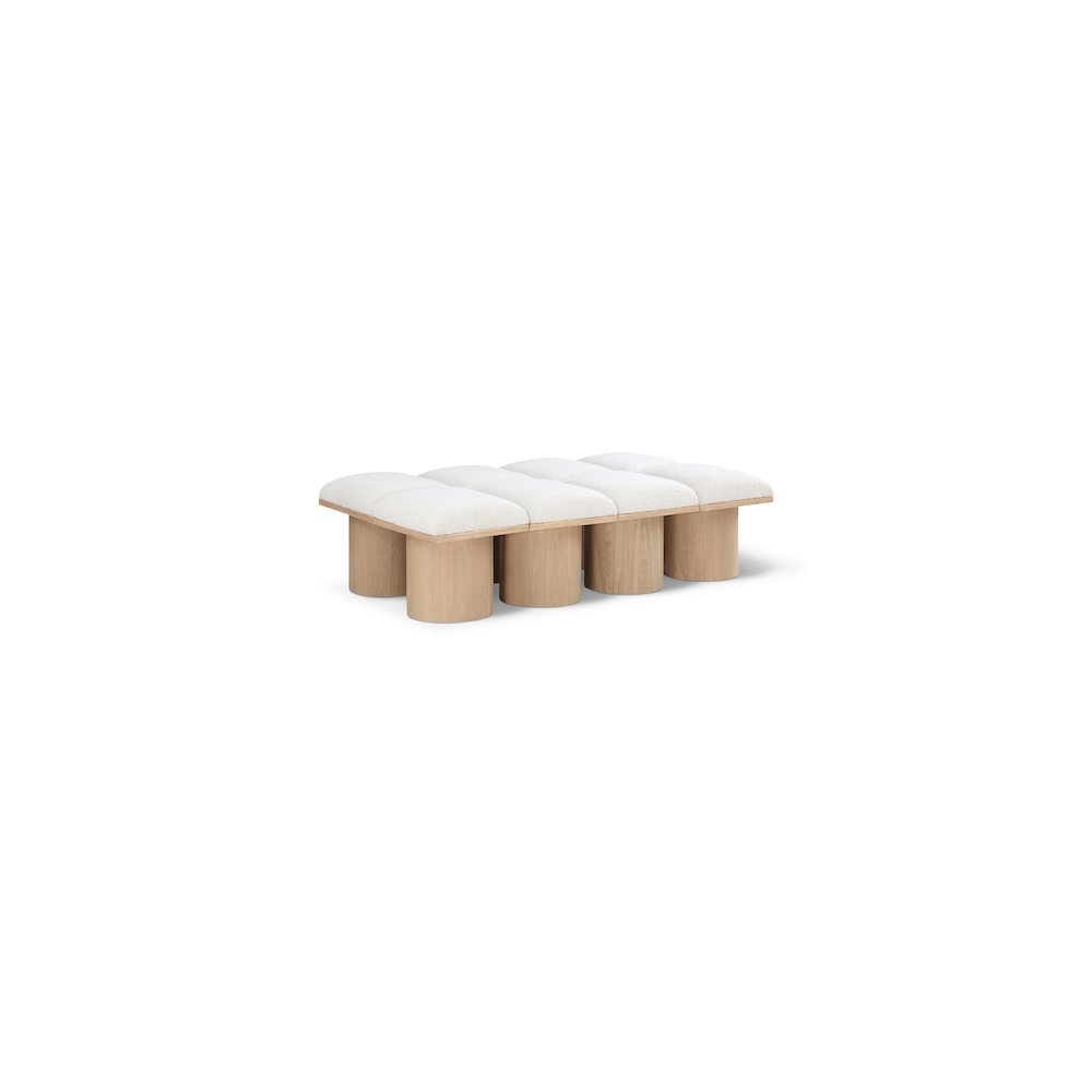 Pavilion Cream Boucle Fabric Bench. Picture 1