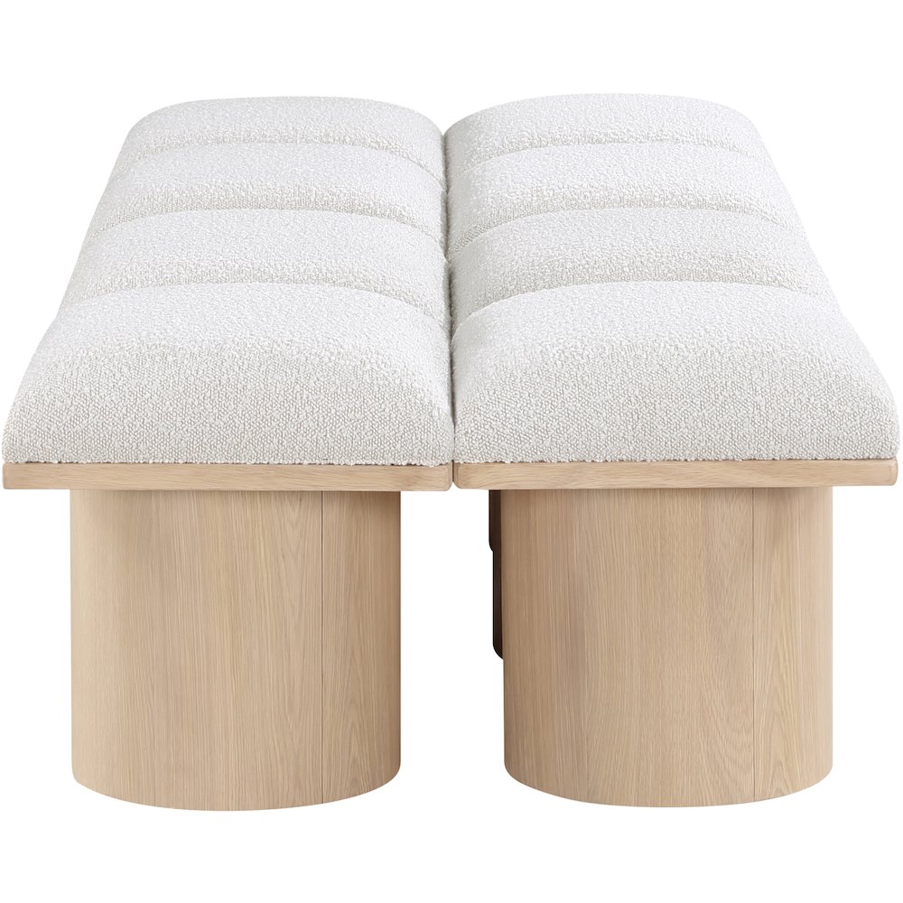 Pavilion Cream Boucle Fabric Bench. Picture 3