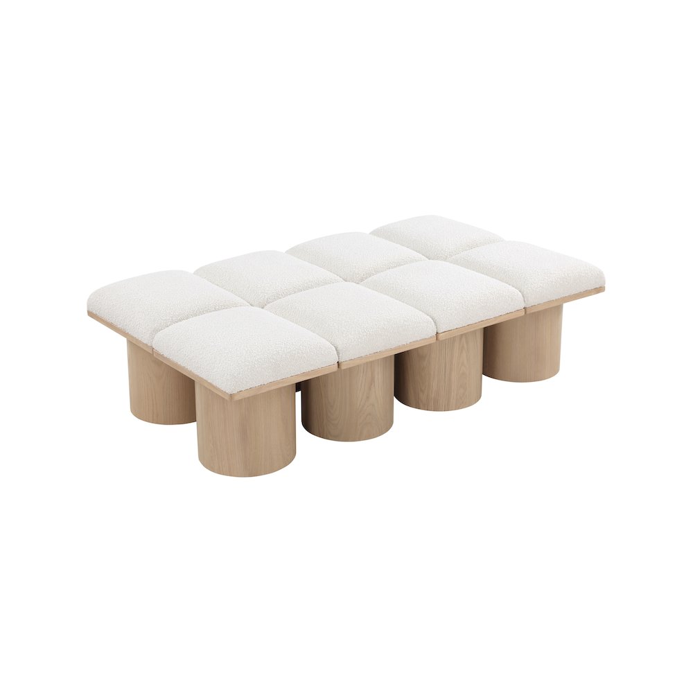Pavilion Cream Boucle Fabric Bench. Picture 4