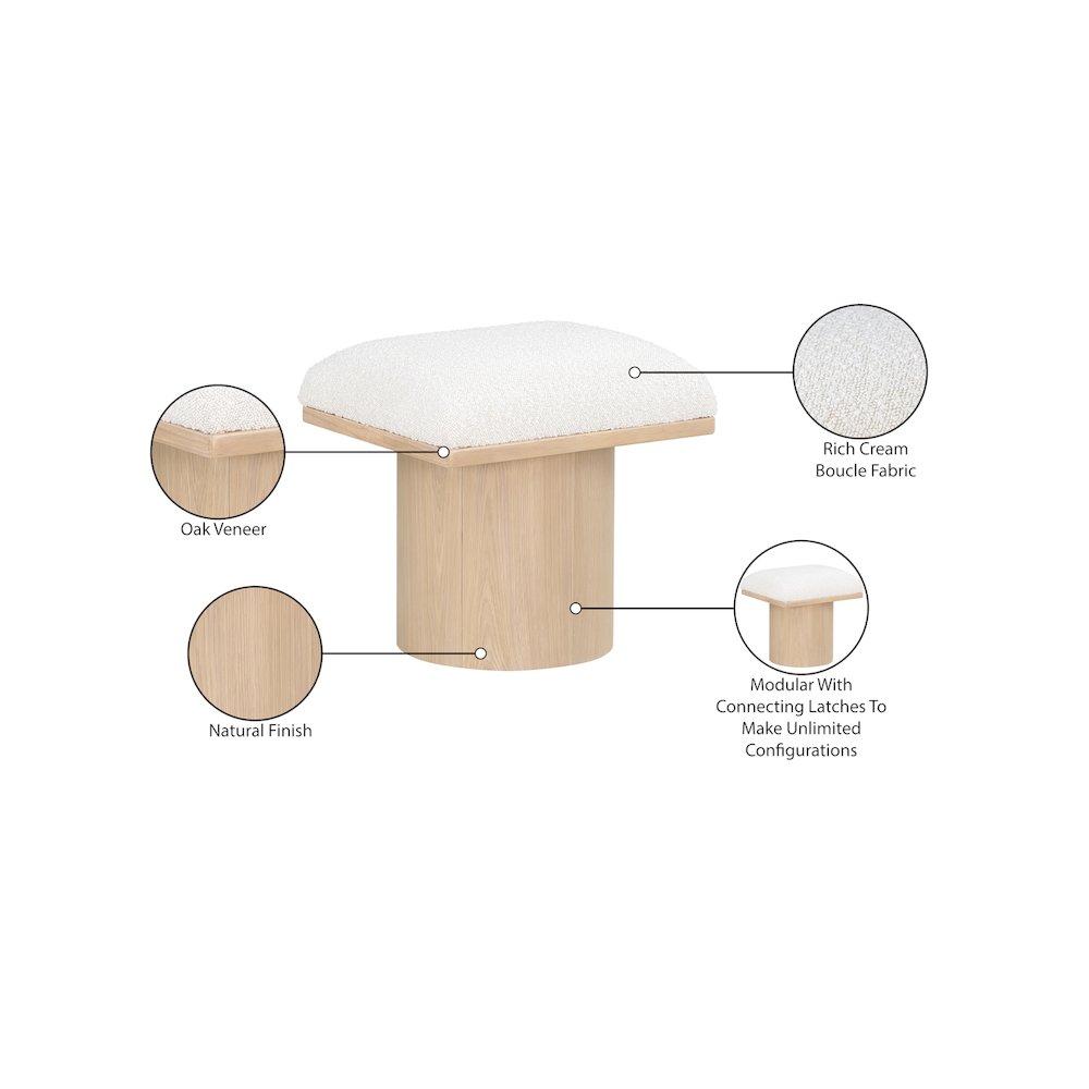 Pavilion Cream Boucle Fabric Bench/Stool. Picture 7