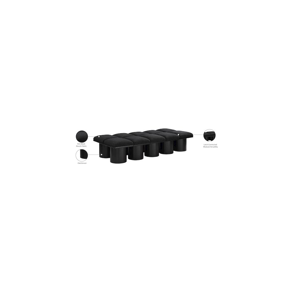 Pavilion Black Boucle Fabric Bench. Picture 7