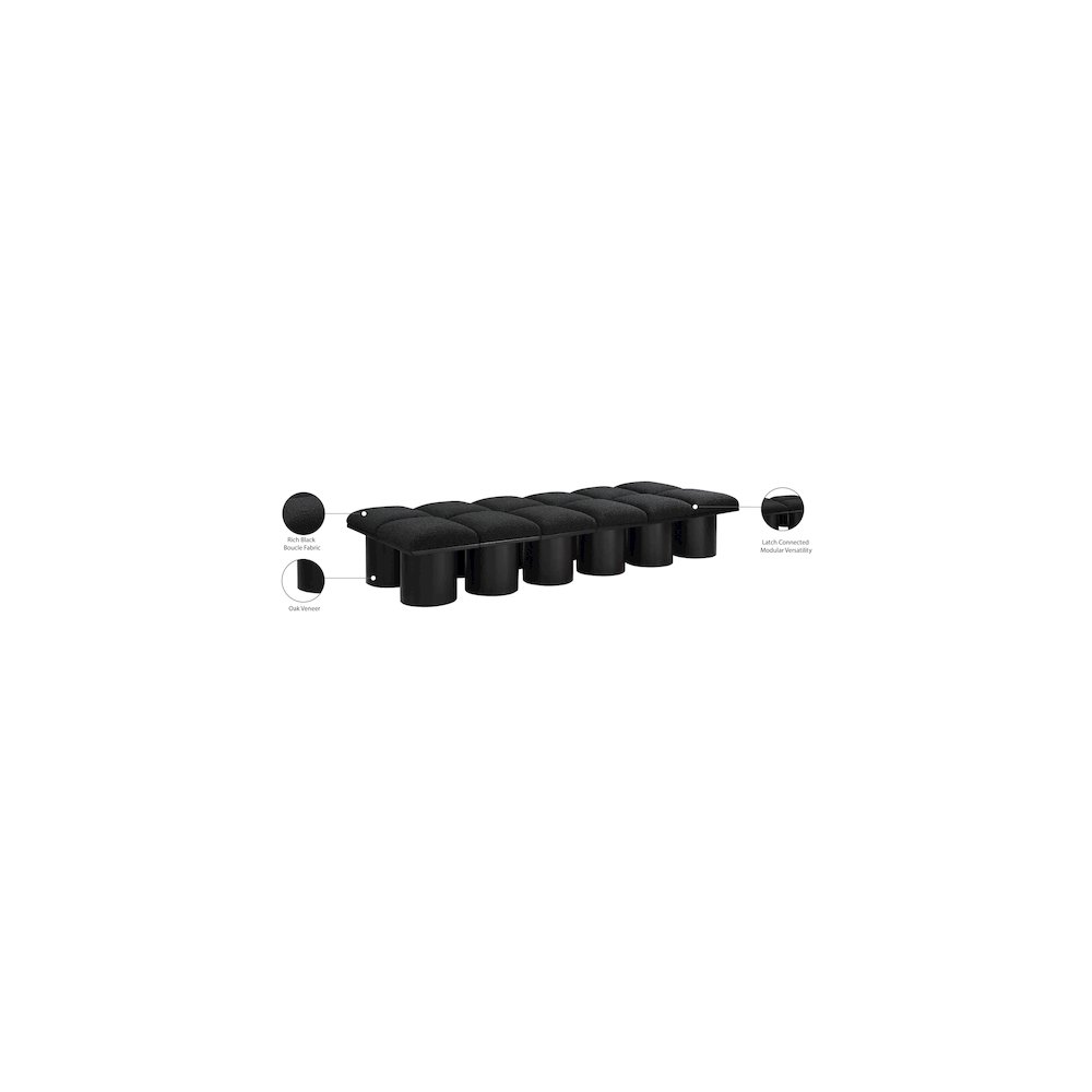 Pavilion Black Boucle Fabric Bench. Picture 7