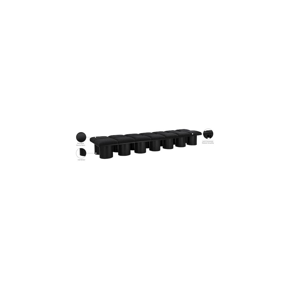 Pavilion Black Boucle Fabric Bench. Picture 6