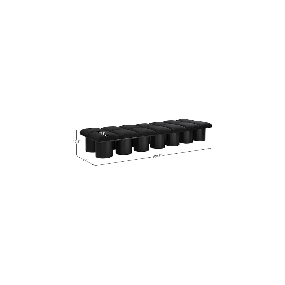 Pavilion Black Boucle Fabric Bench. Picture 6