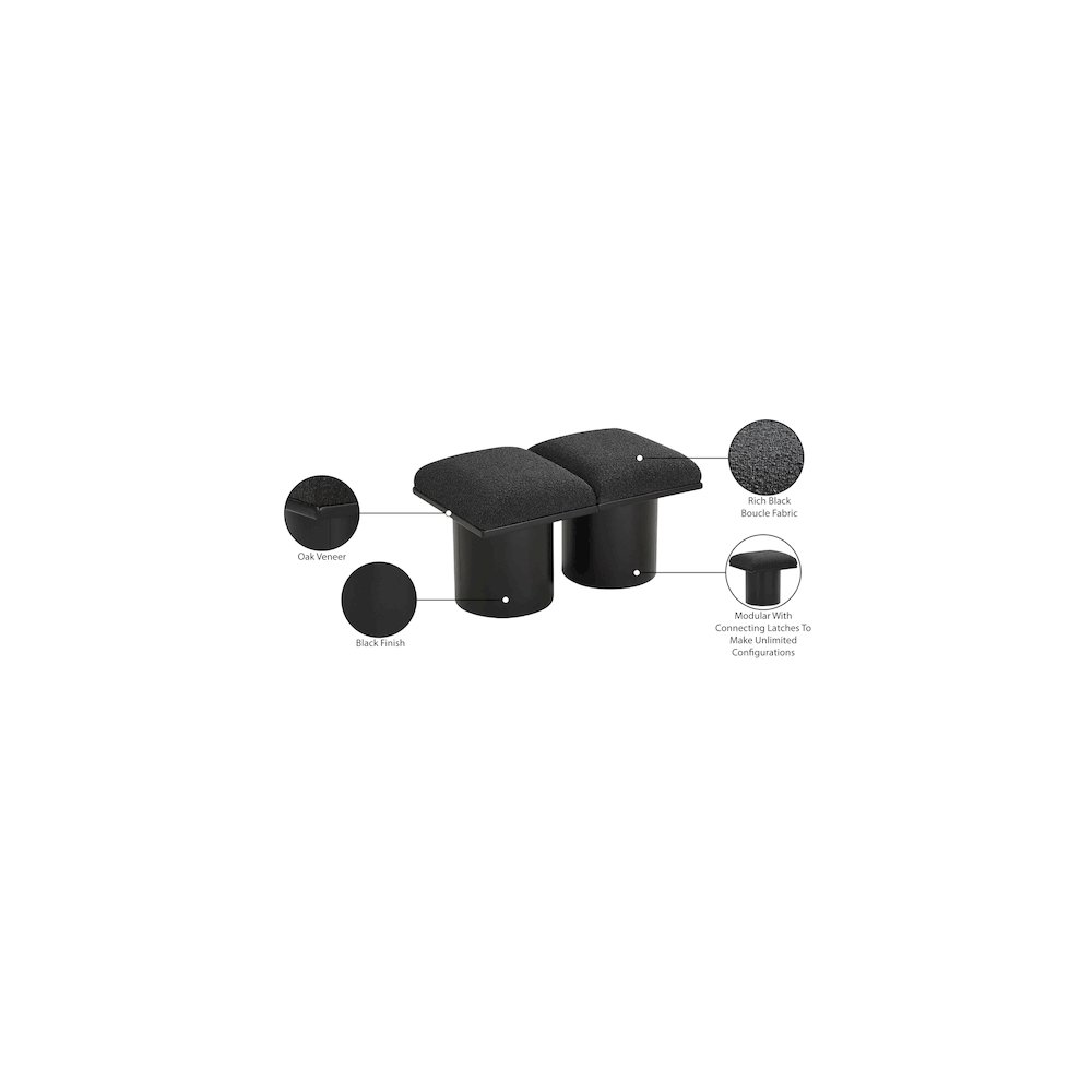 Pavilion Black Boucle Fabric Bench. Picture 7