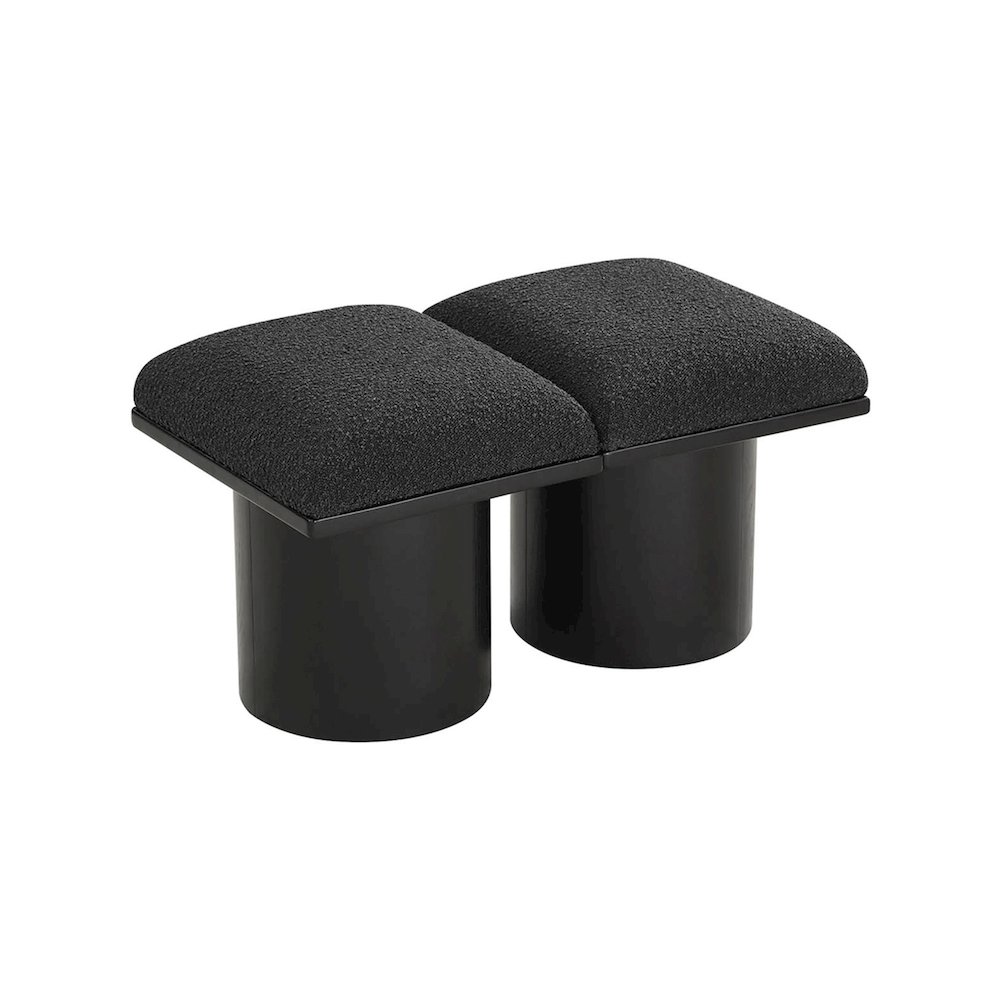Pavilion Black Boucle Fabric Bench. Picture 4