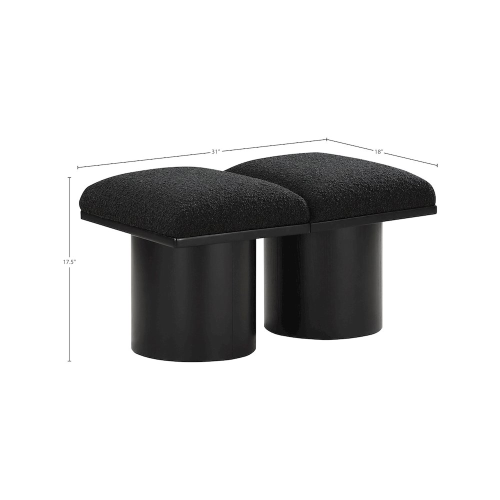 Pavilion Black Boucle Fabric Bench. Picture 5