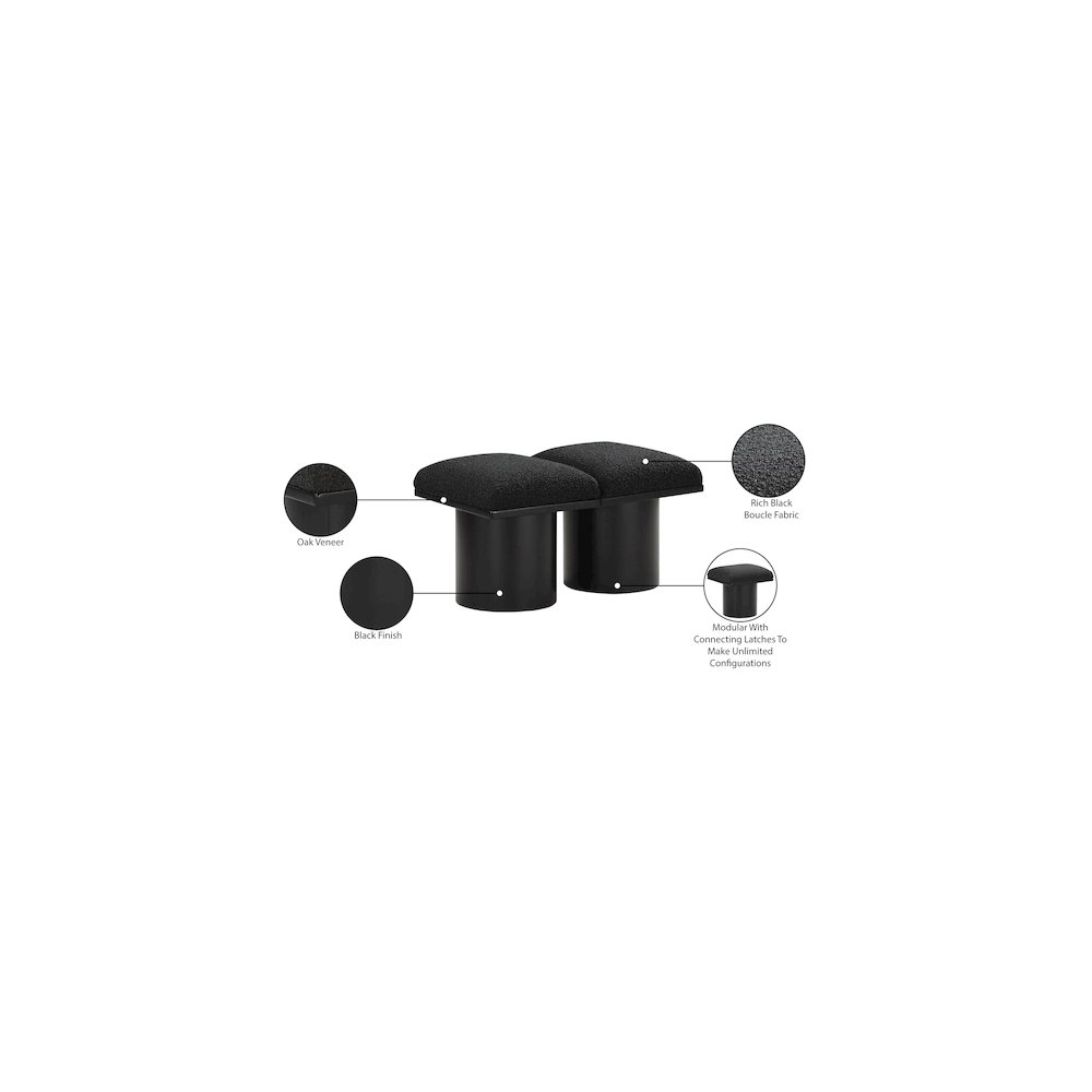 Pavilion Black Boucle Fabric Bench. Picture 6