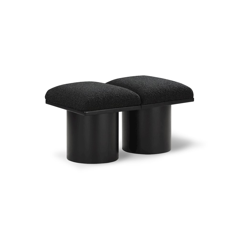 Pavilion Black Boucle Fabric Bench. Picture 1