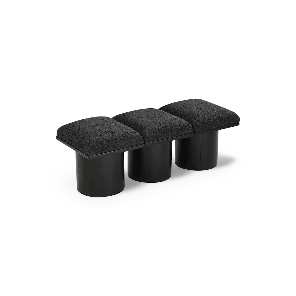 Pavilion Black Boucle Fabric Bench. Picture 1