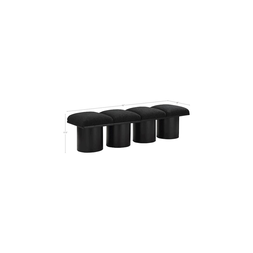 Pavilion Black Boucle Fabric Bench. Picture 5