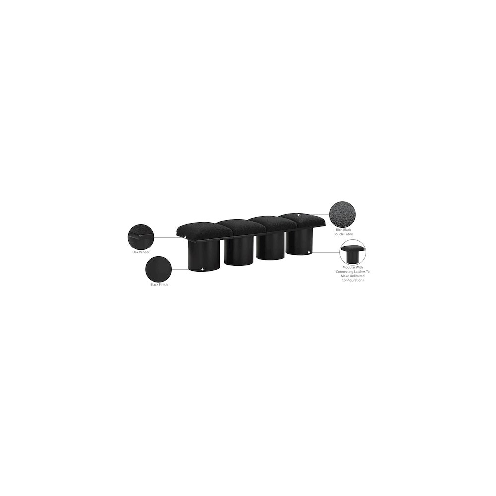 Pavilion Black Boucle Fabric Bench. Picture 6