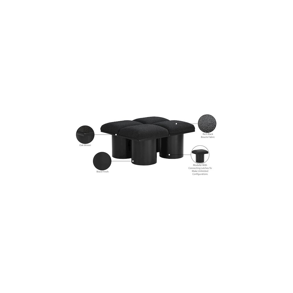 Pavilion Black Boucle Fabric Bench. Picture 6