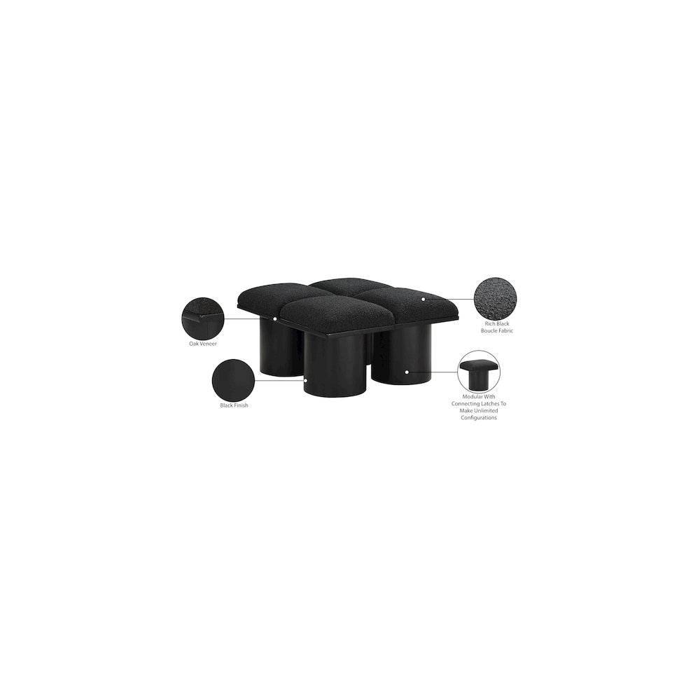 Pavilion Black Boucle Fabric Bench. Picture 7