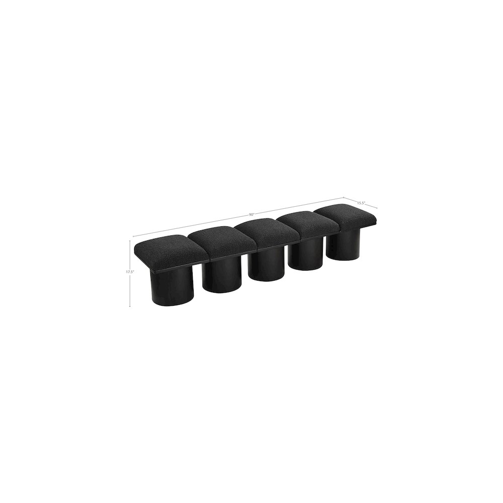 Pavilion Black Boucle Fabric Bench. Picture 7