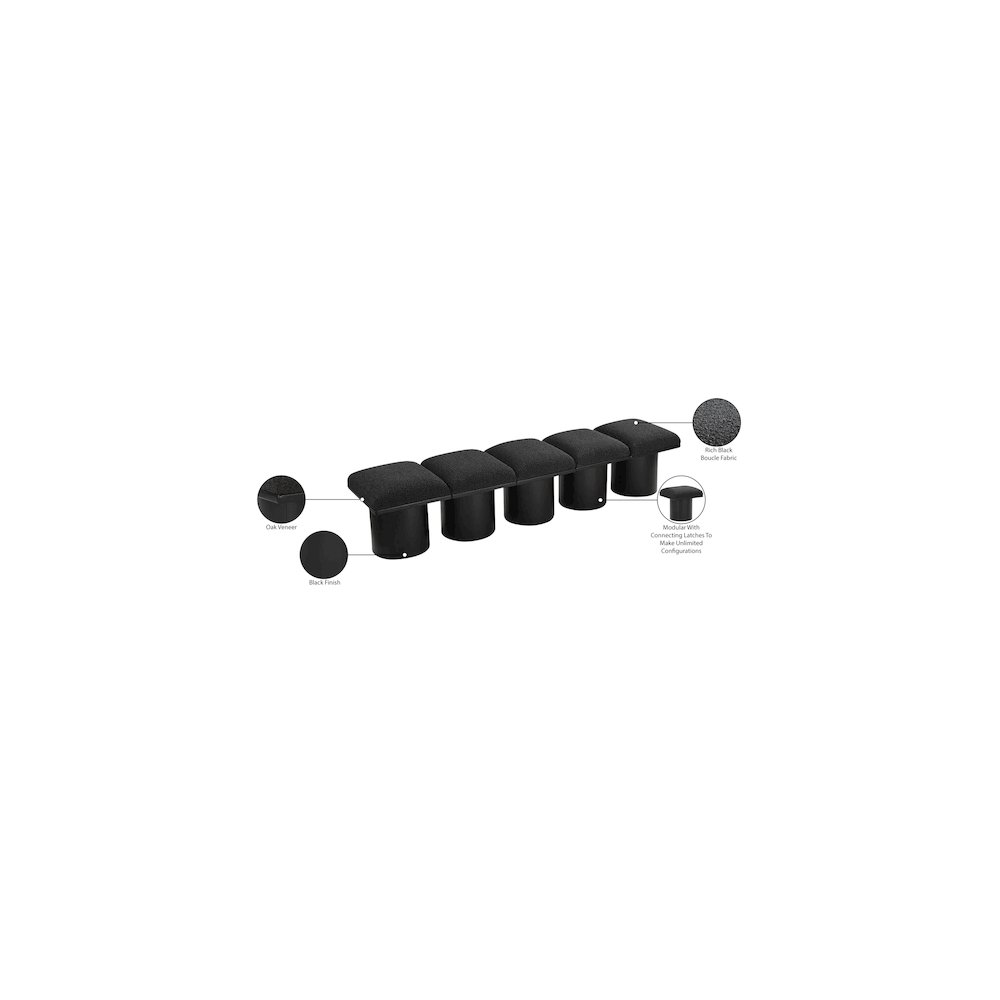 Pavilion Black Boucle Fabric Bench. Picture 8
