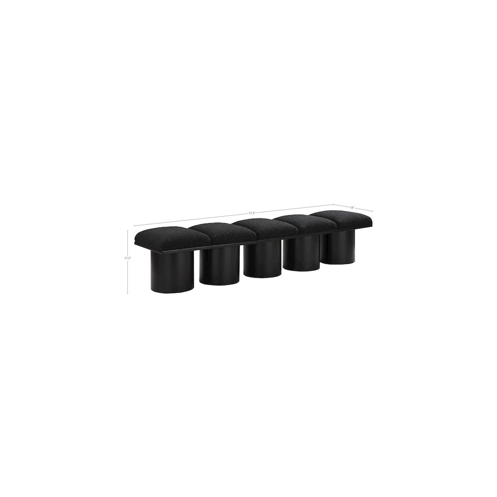 Pavilion Black Boucle Fabric Bench. Picture 5