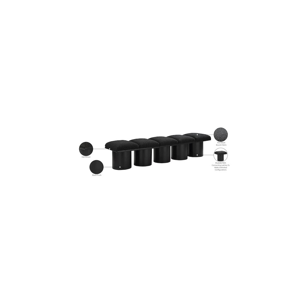 Pavilion Black Boucle Fabric Bench. Picture 6