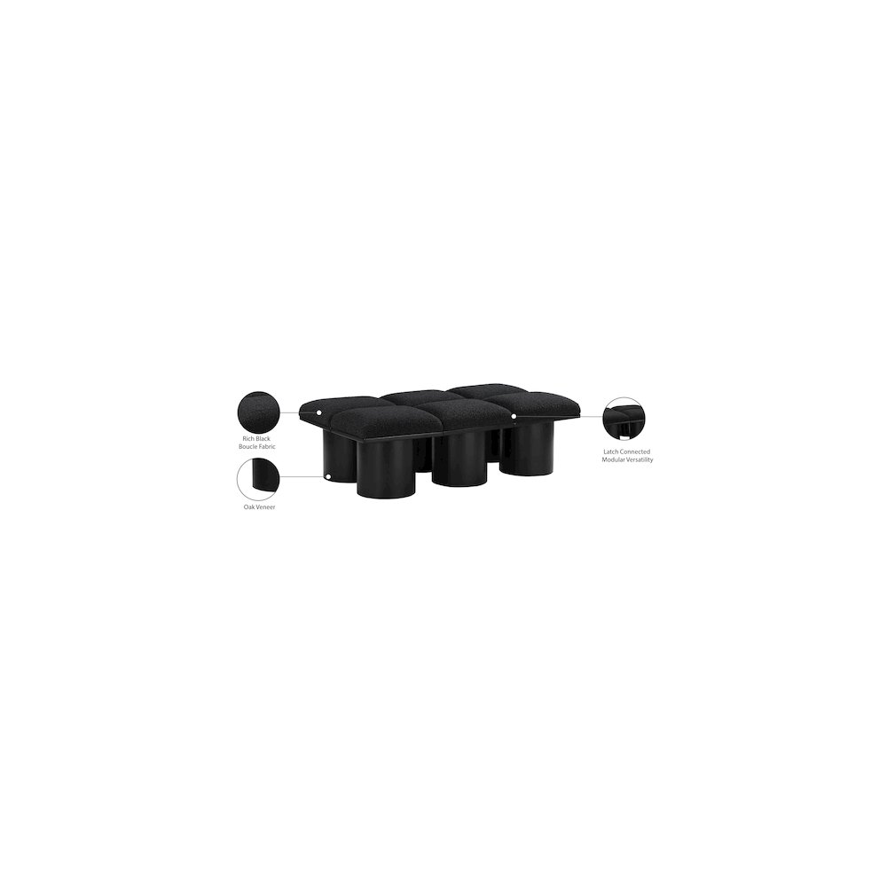 Pavilion Black Boucle Fabric Bench. Picture 6